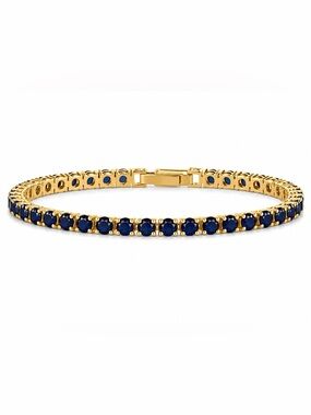 14K Gold Plated Blue Sapphire Tennis Bracelet 18.48ctw 7.5in NWT